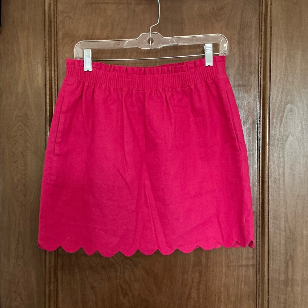 J. Crew Pink Scalloped Mini Skirt